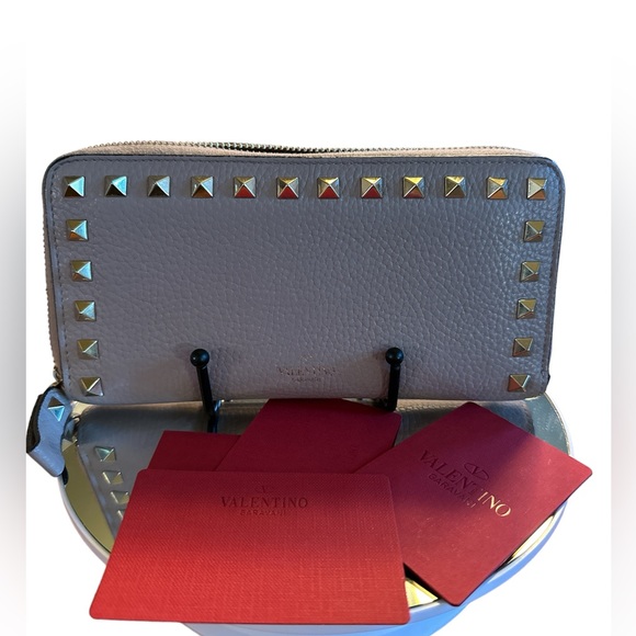 Valentino Garavani Handbags - Valentino Garavani pebbled leather studded wallet! Pristine condition!